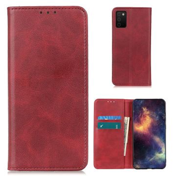 Echt lederen flip-hoesje in portemonnee-stijl voor Samsung Galaxy A03s - Rood