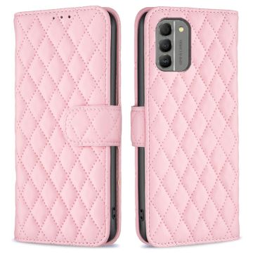 Ruitpatroon matte flip case voor Nokia G310 - Roze