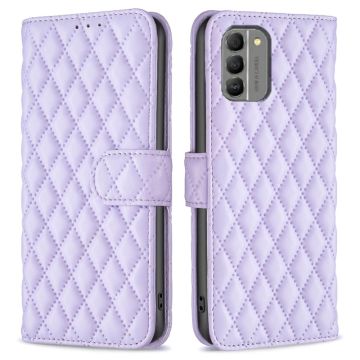 Ruitpatroon matte flip case voor Nokia G310 - Purper