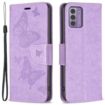 Butterfly Nokia G310 / Nokia G42 leren Hoesje - Purper