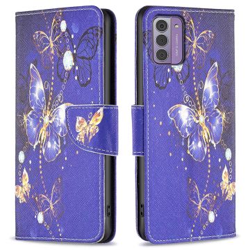 Wonderland Nokia G310 / Nokia G42 flip Hoesje - Paarse Vlinders