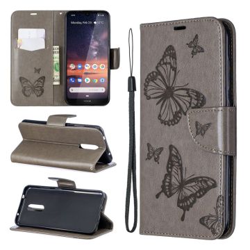 Butterfly Nokia 3.2 leren Hoesje - Grijs