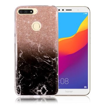 Marble design Huawei Honor 7A Hoesje - Oranje / Zwart