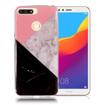 Marble design Huawei Honor 7A Hoesje - Roze / Grijs / Zwart