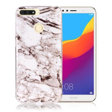 Marble design Huawei Honor 7A Hoesje - Wit / Grijs