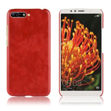 Huawei Honor 7A litchi skin Leer Bekleed Hoesje - Rood