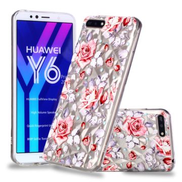 Huawei Honor 7A 3D diamond Textuur Hoesje - Rood Flower