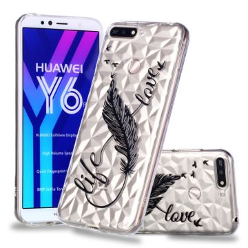 Huawei Honor 7A 3D diamond Textuur Hoesje - Feather Pen