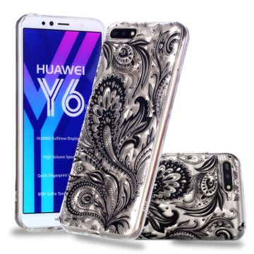 Huawei Honor 7A 3D diamond Textuur Hoesje - Zwart Flower