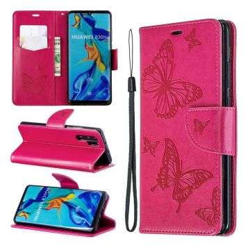 Butterfly Huawei P30 Pro leren Hoesje - Rose