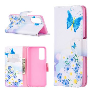 Wonderland Huawei Y7A / Huawei P Smart 2021 flip Hoesje - Vlinder En Bloemen