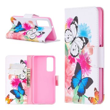 Wonderland Huawei Y7A / Huawei P Smart 2021 flip Hoesje - Twee Vlinders