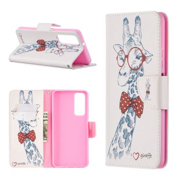 Wonderland Huawei Y7A / Huawei P Smart 2021 flip Hoesje - Giraffe