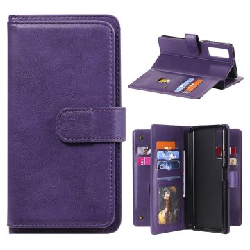 10-slot portemonnee-etui voor Huawei Y7A / Huawei P Smart 2021 - Purper