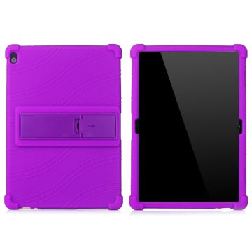 Silicone Slide-out Kickstand Design Hoesje voor Lenovo Tab M10 - Purper