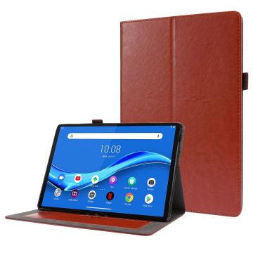 Opvouwbare hoes met Lichi-textuur voor Lenovo Tab M10 - Bruin