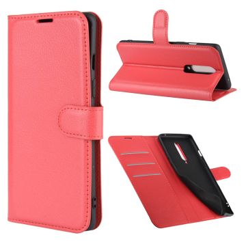 Classic OnePlus 8 leren flip Hoesje - Rood