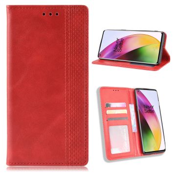 Bofink Vintage OnePlus 8 leren beschermhoesje - Rood