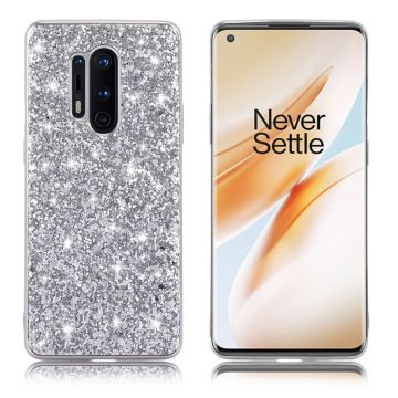 Glitter OnePlus 8 Pro Hoesje - Zilver