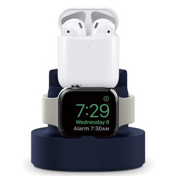 Universele iPhone / Apple Watch en AirPods siliconenn houder voor desktopmontage - Donkerblauw