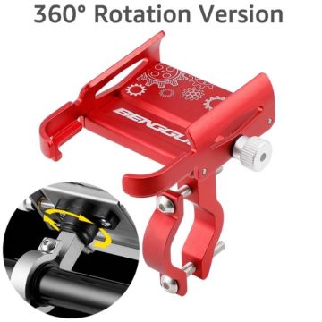 Universele telefoonhouder voor fietsstuur van aluminiumlegering - Rood / 360-Graden Rotatie