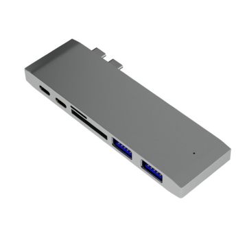 Universele 6-in-1 dubbele USB Type-C adapter met meerdere poorten