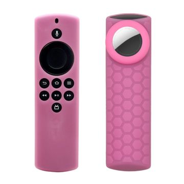 2-in-1 Amazon Fire TV Stick Lite / AirTag siliconennhoes - Noctilucence Roze