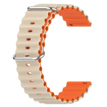 22mm Universele gegolfde stijl siliconenn horlogeband - Starlight / Oranje