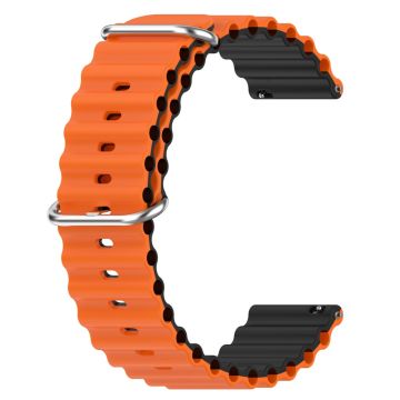 22mm Universele gegolfde stijl siliconenn horlogeband - Oranje / Zwart