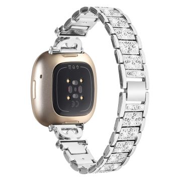 Fitbir Sense / Versa 3 strass sierband roestvrij staal - Zilver