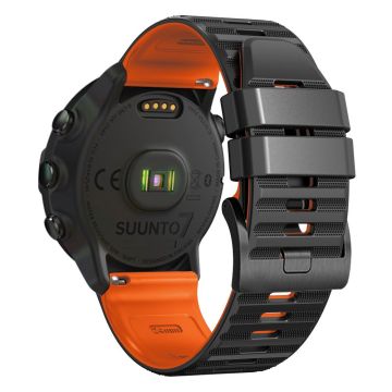 24 mm dubbel gekleurde siliconenn band voor Suunto en Fossil horloge - Zwart / Oranje