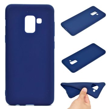 Solid Color Matte Soft TPU Mobile Casing for Samsung Galaxy A8 (2018) - Dark Blue