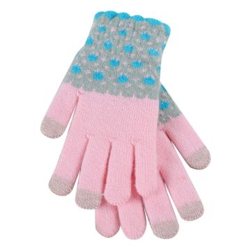 Winter Touch Screen gebreide handschoenen - Roze Damesmaat 18-20Cm