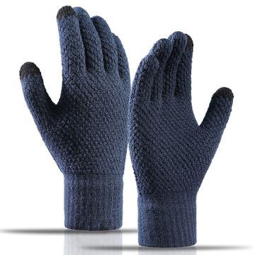 WinterTouch Anti-Slip Knitted Warm Gloves for Men - Navy Blue