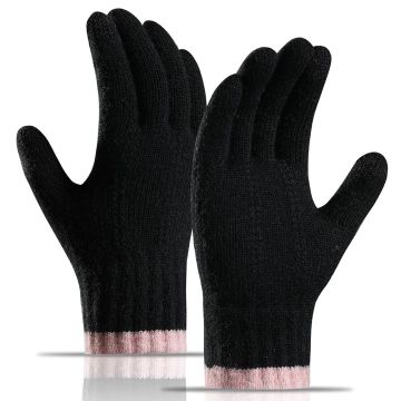 Knitted Winter Cycling Gloves - Black Touch Screen compatibility Warm & Stylish