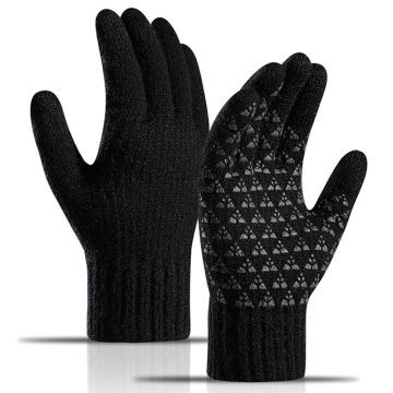 Y0097 Touchscreen Knit Gloves - Black / S Soft Fleece Lining Windproof Non-Slip