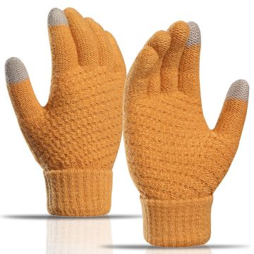 Y0042 Touchscreen Thermal Knit Gloves for Men Women - Yellow