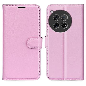 Classic OnePlus 12 leren flip hoesje - Roze