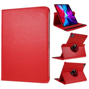 iPad Pro 13 (2024) Hoes Vegan Lederen Tablet Cover 360 Graden Roterende Standaard - Rood