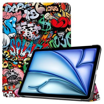 iPad Air 13 (2024) hoes Tri-Fold standaard Pattern Print Lederen Tablet Cover met Auto Wake / Sleep - Graffiti