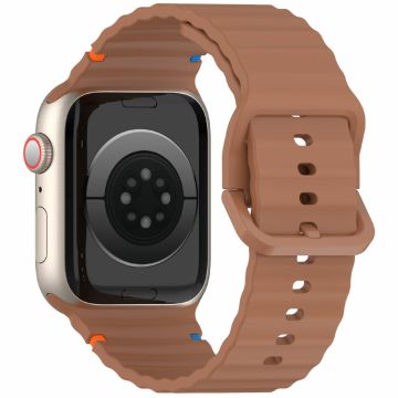 Silicone Strap for Apple Watch Series 49mm - 45mm - 44mm - 42mm Wave Band - Brown