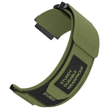 Huawei Watch GT 4 41mm / Garmin Venu 3S Nylon Watch Band 18mm Loop Fastener Strap - Army Green