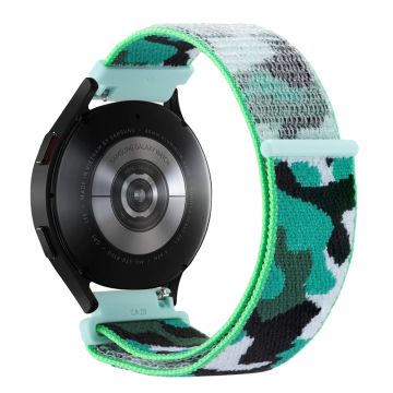 Samsung Galaxy Watch6 Classic 47mm 43mm / GarminActive 5 Nylon Horlogebandje 20mm Camouflage Polsband - Donkergroen Camo