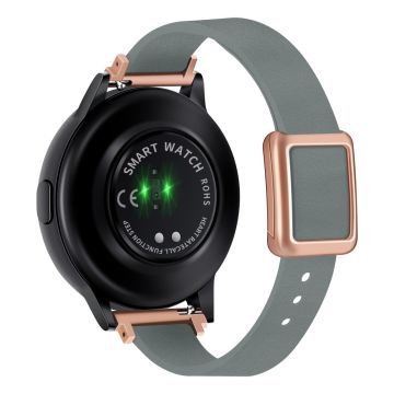 Samsung Galaxy Watch 20 mm universeel leren horlogebandje met magnetische vouwsluiting - Linnenblauw / Roségoudkleurige Gesp En Roségoudkleurige Gesp