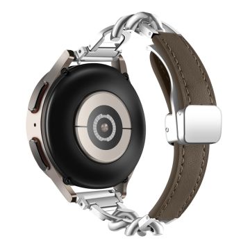 Samsung Galaxy Watch6 / Garmin Venu Sq 2 magnetisch horlogebandje 20 mm van echt koeienleer - Tan