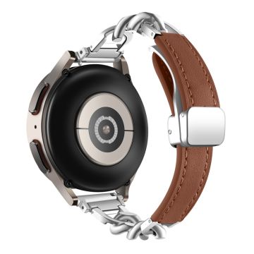 Samsung Galaxy Watch6 / Garmin Venu Sq 2 magnetisch horlogebandje 20 mm van echt koeienleer - Bruin