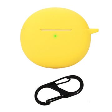 For Oppo Enco R3 Silicone Case Anti-Scratch Wireless Headset Cover with Hanging Buckle - Yellow