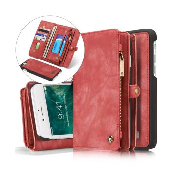 Caseme iPhone 7 Plus / 8 Plus PC Multi-slot Split Leer Hoesje - Rood