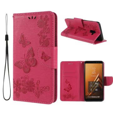 Butterfly Samsung Galaxy A8 (2018) leren Hoesje - Rose