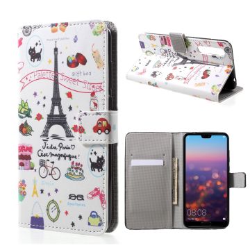 Huawei P20 Patroon printing Leer flip Hoesje - Palettes Sweet Street